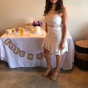 White dress. Wore for bridal shower